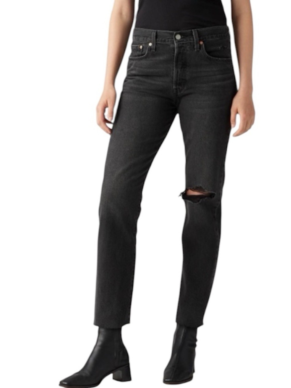 Levi's wedgie Straight Jeans in Washed Black Size 28